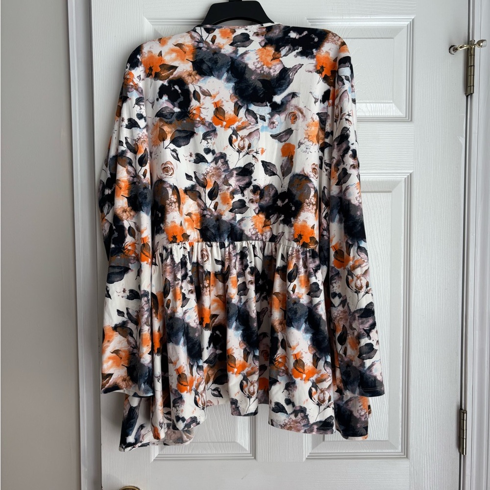 LuLaRoe Floral Cardigan - Orange, Black, Gray - Picture 3 of 3